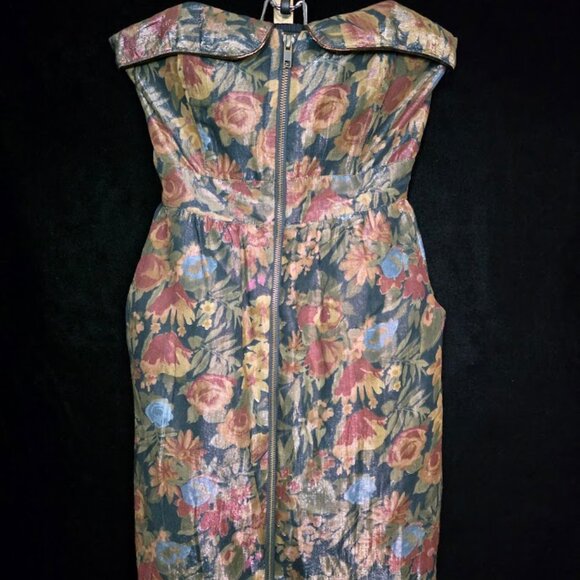 Staring at Stars Strapless Floral Metallic Shimmer Mini Dress 4 - Picture 1 of 13